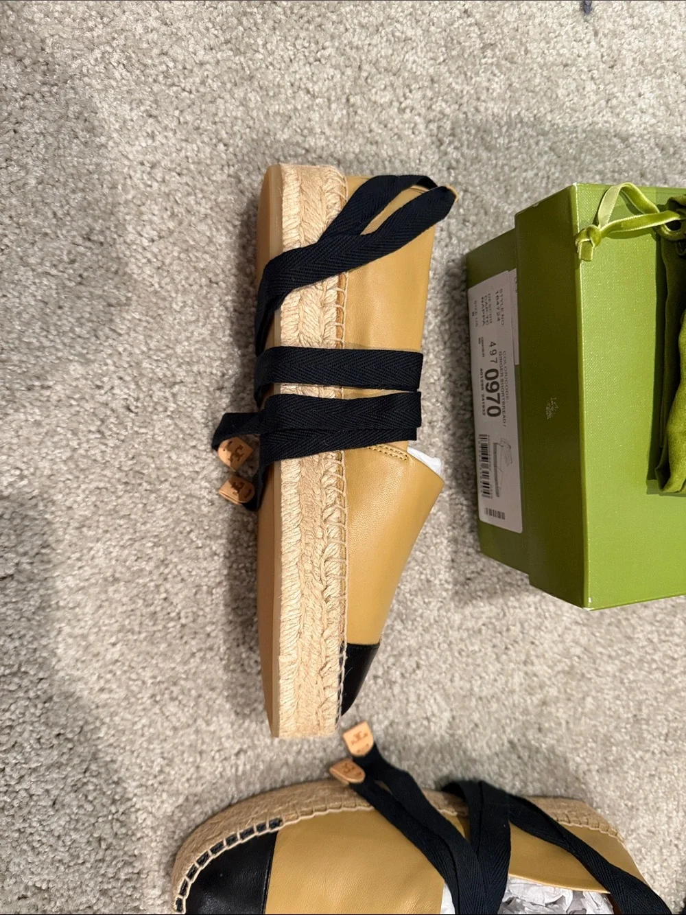 Tory Burch Two-Tone Leather Espadrille Slip-On - Tan & Black